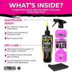 Muc-Off Waterless Wash & Dry Bike Chain Lube Bundle | 750ml High-Performance Bike Cleaner Spray + 120ml Wax-Based Chain Lube | No Rinse Bike Wash + Dry Weather Lubrication