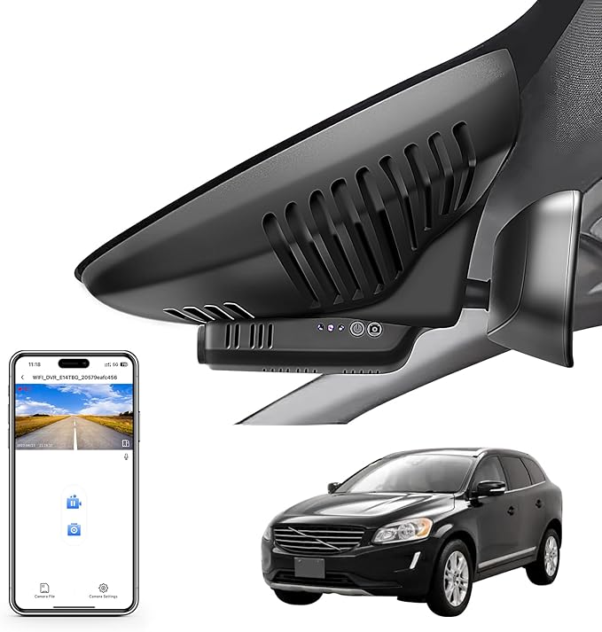 Mangoal 4K Dash Cam Custom for Volvo XC60 2013 2014 2015 2016 2017(Model B),T5 T6 Gen 1 Facelift Accessories,OEM Look, UHD 2160P Video, WiFi & App,Easy to Install,64GB Card