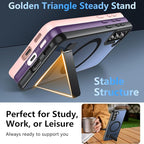 OWKEY for Samsung Galaxy S21 Case with Stand, Magnetic Shockproof Case Fit for Magsafe Translucent Matte Cover for Samsung S21, Black