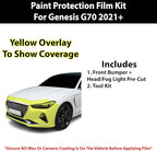 BOGAR TECH DESIGNS for Genesis G70 2021+ Front Bumper Paint Protection PPF Film Kit Cover, Clear Bra