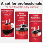 Drill Brush Attachments for Cleaning [Set of 6] Universally Cleans Cars, Rims, Upholstery, Tiles, and More I Brush Drill Attachment for Cleaning I Drill Brush for Car Detailing (Red-White-Black)