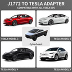 J1772 to Tesla Charger Adapter,for Tesla Model-3/Y/X/S with Safety Certified Charger Connecting Charging Adapter, Max 80A 250V Fast Charging,IP65 Waterproof,Optimal Fit,Easy Setup[Only for Tesla Car]