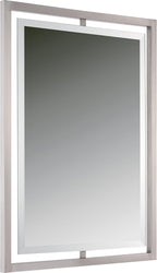 Quoizel Marcos Rectangular Wall Mirror, 32 x 24 Inch Brushed Nickel Decorative Small Mirror, Horizontal/Vertical, Modern Framed Mirror for Bedroom, Bath, Vanity, Over Sink, Living Room or Hallway