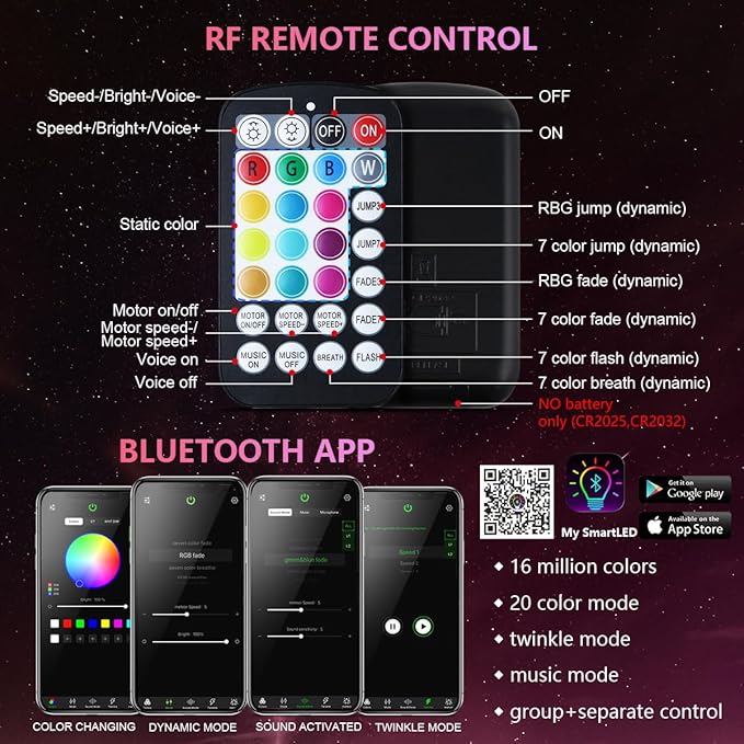 16W Car Home Starlight Headliner Kit, Twinkle & Sound Activate RGBW Fiber Optic Lights with APP & Remote Control, Star Lights for Ceiling Decoration, 300 pcs 9.8ft