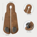 CoBak Purse Hook for Car - Universal Premium Stitched Leather and Aluminum-Magnesium Alloy Double Car Seat Back Storage Hook for Purses, Handbags, Bags (2 Pack),Brown