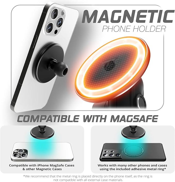 Tackform Link Vent Mount Magnetic Phone Holder - Compatible with MagSafe, 2021-2025 Ford F150 & Raptor, 2023-2025 Ford Super Duty | Billet Aluminum | Zero Slip | 2" Arm | Black