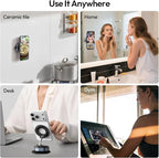 ULANZI Vacuum Suction Cup Phone Mount, 360° Rotatable Magnetic Phone Holder with Adhesive Pad, ≥14N Magnet for Car Kitchen Gym, Car Truck Accessories for iPhone 17 16 Vehicle Mounts