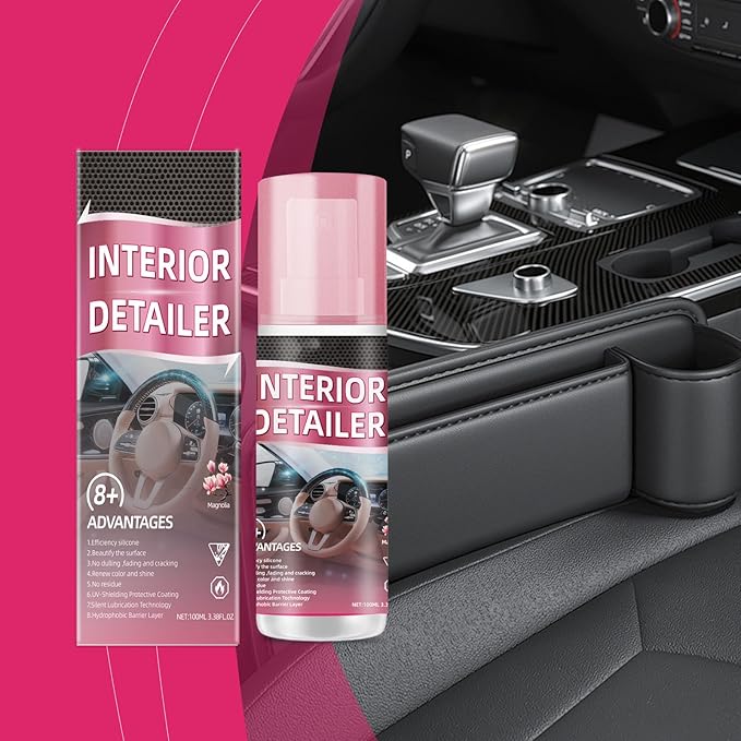 Car Interior Detailer and Protectant, Polishing Cleaner for Dashboard, Vehicle Interior Polish Interior Detailer Spray for Dashboards, Seats, Leather, and Plastic Surfaces (2 pcs)