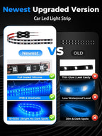 LED Strip Lights 12V Cuttable IP68 Waterproof 12 Inch Interior Exterior Underbody Light for Car SUV Truck Motorcycle Boat Golf Cart 18 SMD 5050 Blue 4 Pack