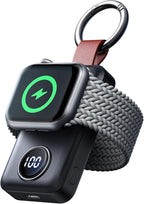JOYROOM Portable 2000mAh Wireless Charger Compatible for Apple Watch Series 11/10/9/8/7/6/5/4/3/2/1/SE/UItra 3/UItra 2/Ultra, Compact Magnetic iWatch Charger Keychain Style Travel Essentials (Black)