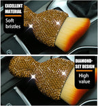 zipelo Auto Interior Dust Brush, Car Detailing Cleaning Brush with Diamond, Bling Handle Soft Bristles Dusting Tool, Scratch Free Dirt Clean Brushes for Vehicle Air Conditioner Vent (Light Brown)