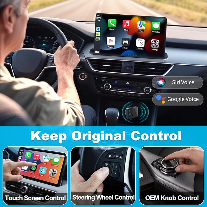 Wireless CarPlay Adapter,Convert Wired to Wireless CarPlay Adapter,Plug&Play 2-in-1 CarPlay & Android Auto Adapter,Fast&Stable Mini USB&USB-C/Type-C Car Adapter,Suitable for iOS10+/Android11+（Black）