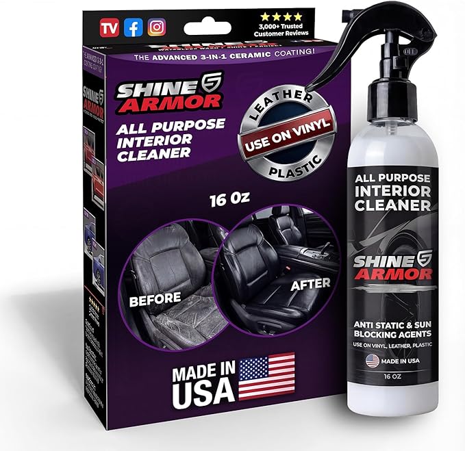 Car Interior Cleaner for Vehicle Detailing, Cleans and Protects Your Dashboard, Seats, Upholstery, Leather, Plastic, Vinyl, and More - 16 Fl Oz