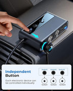 9 in 1 Cigarette Lighter Splitter, JOYROOM 210W Cigarette Lighter Adapter with PD/QC 3.0 * 2 Charge(3.3FT Cable), 12V/24V Independent Switches DC Cigarette Outlet Car Charger for All Car Devices