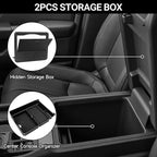YOJOJOCO 2PCS Center Console Organizer Compatible with Honda 2023-2025 2026 Pilot ＆ 2024-2026 Ridgeline ＆ 2024-2026 Passport Accessories Armrest Hidden Secondary Storage Box Handrail Platform Storage