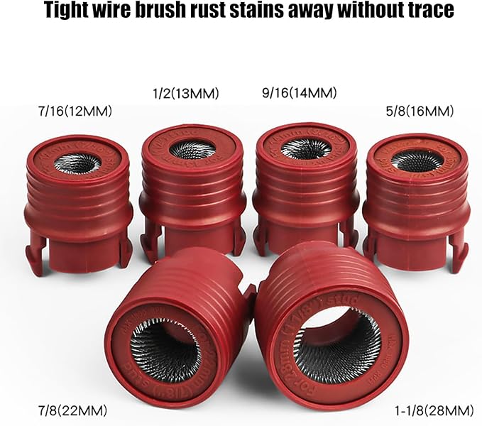 9pcs Automotive Wheel Studs Cleaner Brush Set Car Wheel Hubs Studs Tool Simple to Use for rusts & Debris Removal Car Wheel hub Screw Bolt Rust Removal Brush