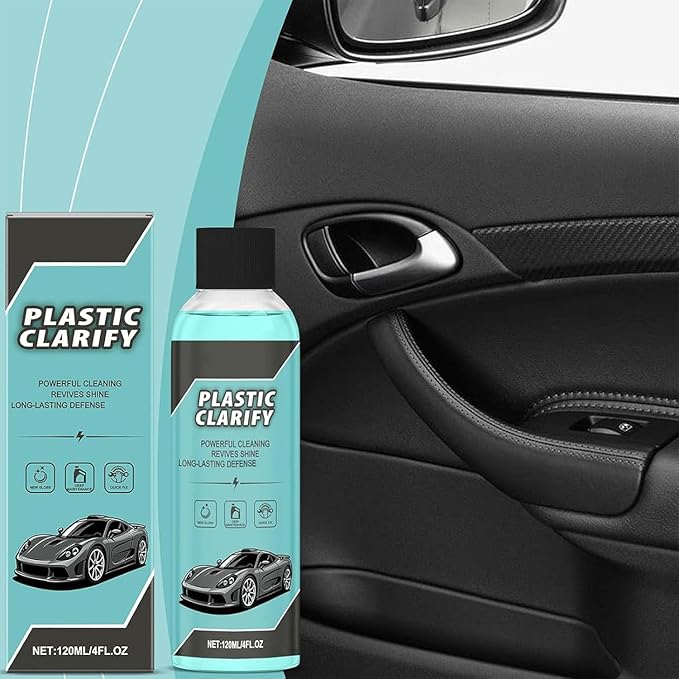 Plastic Clarify Tire Shine, Plastic Clarify For Cars, Car Trim & Plastic Restorer for Refreshing FadedPlastic, Exteriors & Interior Detailer Spray, Plastic Rubber Leather Restorer For Cars (2PCS)