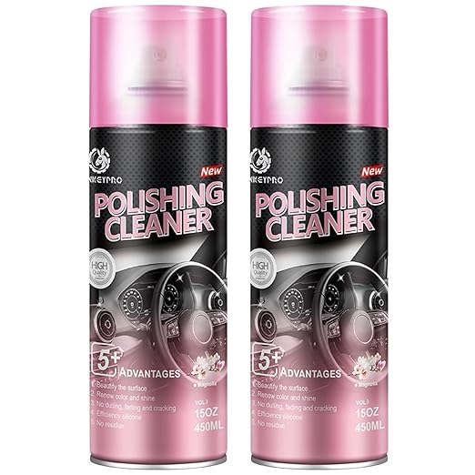 DONKEYPRO Polishing Cleaner, Car Interior Cleaner - Repels Dust & Staining, Restores & Protects Plastic, Vinyl, Leather Seats - UV Guard, Anti-Aging, Interior Detailer Spray with Iron Can(2 x 15oz)