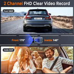 1080P Dash Cam Front Inside, Full HD Dual Dash Cam for Cars, WiFi Dash Camera, 3.16" Screen,Night Vision,G-Sensor, Loop Recording, APP Control, 170°Wide Angle, Include 64GB Card