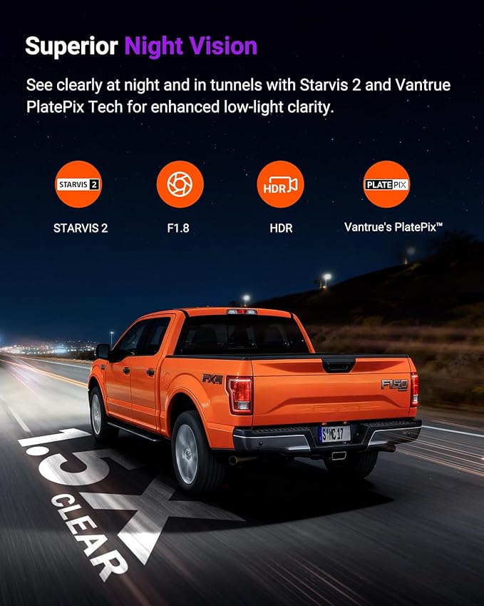 Vantrue S1 Pro Dash Cam Front STARVIS 2, 2.7K Mini Dash Camera for Cars, ADAS, App Control, Built-in WiFi GPS, G-Sensor, Loop Recording, Night Vision, 24H Parking Mode, 158°, 2" IPS, Support 1TB Max