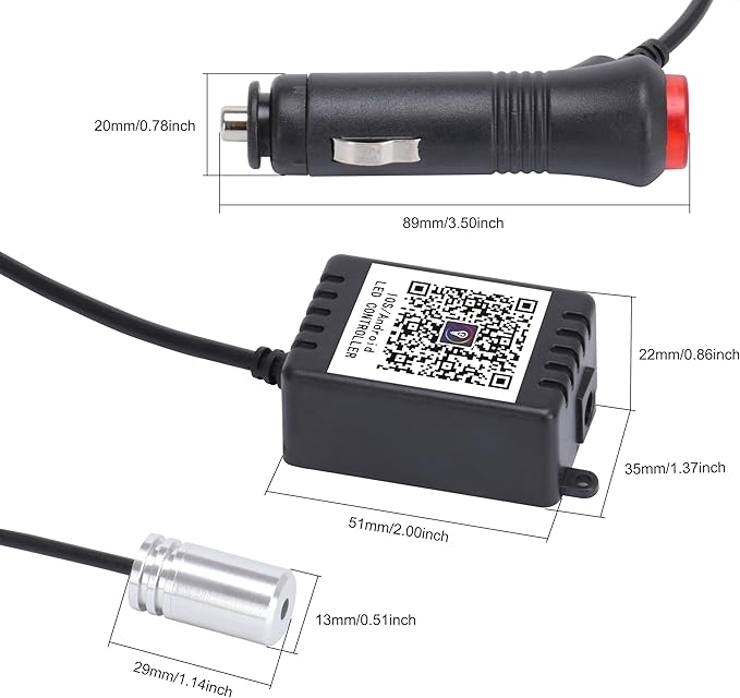 5 Meters Optic Fiber Car Ambient Lighting with Bluetooth App Control + RF Remote Control 64 Colors Multicoloured Music Interior Lighting Kit DC 12V 1W