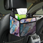 Car Organizer Back Seat Modern Marble Car Seat Back Hanging Bag PU Leather Backseat Car Organizer Foldable Car Seat Storage Bag Car Accessories