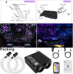 AZIMOM Dual Color 32W 400pcs Fiber Optic Starlight Headliner Kits 0.03in 9.8ft Fiber Strands Sound-Activated APP/Bluetooth Remote Control Home Car Star Ceiling Roof Decor