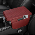 Stacool Upgraded Car Center Console Cover,Microfiber Leather Car Armrest Cover Cushion with 2 Storage Bags,Universal Car Armrest Storage Box (Red)