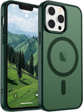SUPFINE Magnetic for iPhone 12 Pro Max Case (Compatible with MagSafe) (Military Grade Drop Protection) Slim Translucent Matte Shockproof with Anti-Fingerprint Phone Case,Forest Green