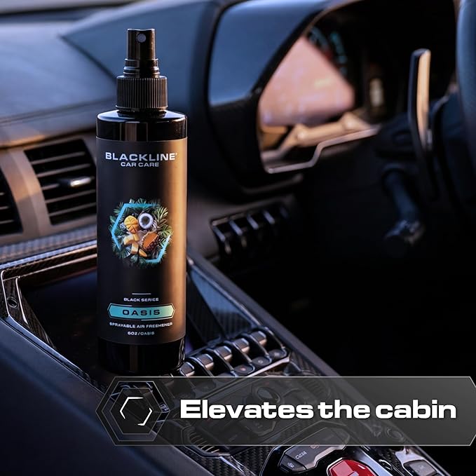 Blackline Car Care - Oasis Car Air Freshener, Long-Lasting, Oder Eliminator, for Cars, Trucks, SUV, or Home Use - 8 fl OZ - Scent Spray