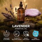 100% Pure Lavender Essential Oil - 4 Fl Oz - Lavender Oil for Hair, Skin, Diffuser, Aromatherapy & DIY Candle Making Scent