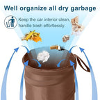 Car Trash Can, 2 Packs Mini Collapsible Car Trash Bin for Front Back Seat, Pop up Car Garbage Can, Portable Car Trash Bag Hanging for Vehicle SUV Rv Truck Accessories Interior, Brown