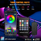 Jushope Car LED Lights, Interior Car Lights with Wireless APP/RF Remote/Button Control, Car Ambient Lighting Kit with 236" Integrated Molding Fiber Optic RGB Sync to Music (9 in 1-USB)