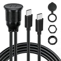 Dual Port USB C 2.0 Male to USB C 2.0 Female Extension Cable,Flush Mount Waterproof Panel Cable for Car,Truck,Boat,Motorcycle Dashboard 3.3ft
