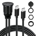 Dual Port USB C 2.0 Male to USB C 2.0 Female Extension Cable,Flush Mount Waterproof Panel Cable for Car,Truck,Boat,Motorcycle Dashboard 3.3ft