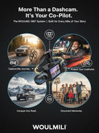 Full View Car Dashcam Wireless System 360 Car DVR WiFi 4 Channel Dash Cam Video Recorder Camera for Cars, Front and Rear Inside with Infrared Lamps Night Vision (64G)