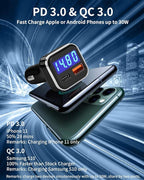 USB C Car Charger Adapter with Voltage Display, 30W Cigarette Lighter Type C Fast Charge Power Delivery & Quick Charge 3.0 (PD & QC), Volt Meter Battery Monitor, Compatible with iPhone Galaxy