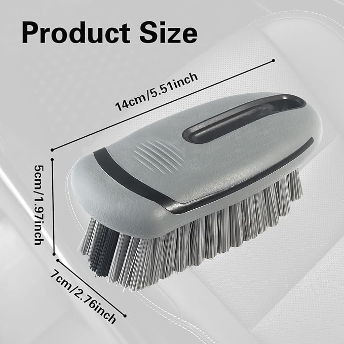 Carpet Cleaning Brush & Upholstery Brush Set, Hard Bristle Carpet Scrub Brush, Rug Brush, Couch Cleaner Brush, Fabric/Leather Detail Brush for Car, Home & Outdoor Furniture (Grey)