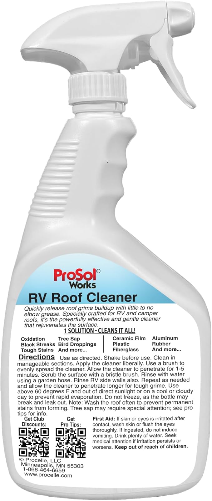 Bug Splat N' All RV Roof Cleaner 32 fl oz - RV Roof Cleaning Spray for Oxidation, Tree Sap, Bird Droppings, Black Streaks, Tough Stains & More - RV Wash for a Spotless Shine - Safe on All Surfaces
