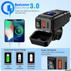 Nilight Motorcycle USB Type C Port 12V Voltmeter Independent On Off Switch SAE Inline 10A Fuse Waterproof 6.8A QC3.0 Fast Phone Tablet for 7/8inch Handlebar