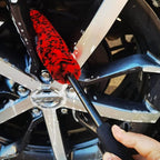 4PCS Wheel Brush Kit for Cleaning Wheel and Tire, Wheel and Rim Brush, Car Detailing Brushes, 360 Degree Bendable & Durable Car Wheel Rim Cleaner Brush Set (Red)