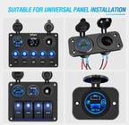Nilight 2 Pack PD Type C and QC 3.0 USB Fast Outlet Panel with LED ON Off Touch Switch Fused Wire Kit for 12V 24V Cars Trucks RVs Motorcycles Buses Boats