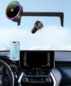Qi2.2 25W Magnetic Car Mount Charger for 2021 2022 2023 2024 Toyota Venza Accessories, for Fast Charging Cell Phone Holder 8 Inch Screen Fixed Clip with Cooling Fan＆54W Fast Adapter