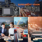 3 Channel Dash Cam, Dash Camera, 1080P Full UHD Car Camera Front and Rear Inside with 64GB Card,Built-in Super Night Vision,2.0'' IPS Screen,170°Wide Angle,WDR, 24H Parking Mode, Loop Recording