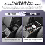 LUWU Center Console Organizer Compatible with Jeep Compass 2021-2026/Dodge Hornet 2023-2026 Accessories Armrest Console Storage Box Insert Tray ABS Material Coin Container Red