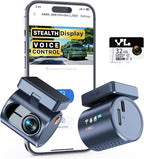 KAWA 2K Dash Cam for Cars with Voice Control - Stealth Display Tiny Dashcam Front Included 32GB Micro SD Card, Super Night Vision, 1296P QHD, G-Sensor, Built in WiFi & App Car Camera