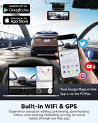 Dash Cam Front Rear, IMX415 Sensor 4K 30fps/2K 60fps+1080p, Touch Screen Dash Camera for Car, Voice Control, Built-in GPS WiFi, HDR Night Vision, 64GB Card, 160° Wide Angle, 24H Parking Monitoring