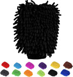 Car Wash Mitt Chenille Microfiber Super Absorbent, Premium Car Washing Gloves for Cleaning Cars, Trucks, Motorcycles (Black)