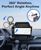 Car Phone Holder for 2025 2026 Toyota Sienna Accessories Apply to 8/12.3 Inch Screen Fixed Clip Magnetic Cell Phone Mount Hands-Free 360 Degree Rotation with Dashboard Storage Tray