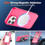 SUPFINE Magnetic for iPhone 14 Pro Max Case (Compatible with MagSafe) (Military Grade Drop Protection) Slim Translucent Matte Shockproof with Anti-Fingerprint Phone Case,Hot Pink